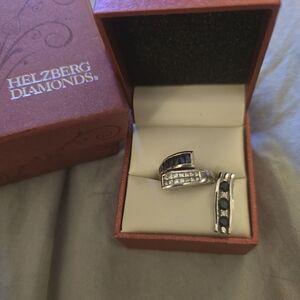 HELZBERG  DIAMONDS SAPPHIRE AND DIAMOND RING W/ MATCHING PENDANT